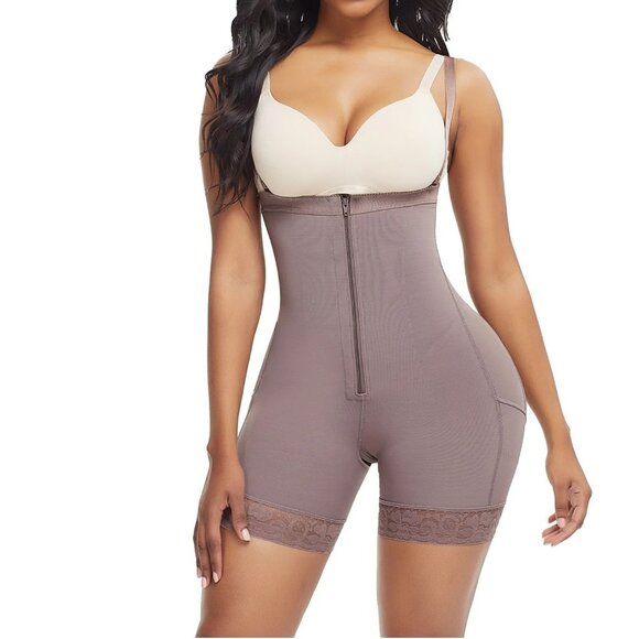 Mid-Thigh Post-Surgical Body Shaper Detachable Straps Open Crotch Buttock Lifter - Picture 1 of 9